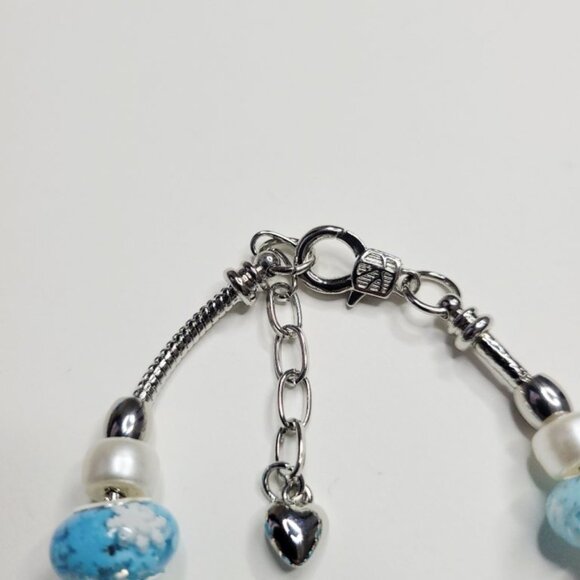 NWT Pandora Style Charm Bracelet Enamel Turtles Jellyfish Whale Blue Silver Bead - Picture 3 of 9